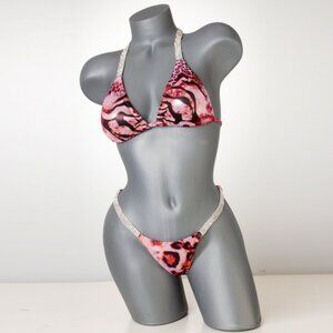 Rose Pink Animal Print NPC Bikini Competition Suit